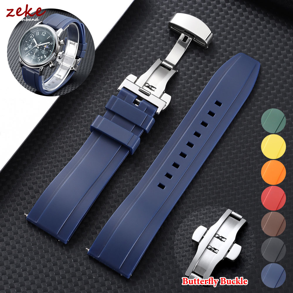 Butterfly Clasp Deployant - 20mm 22mm Rubber Strap for Omega
