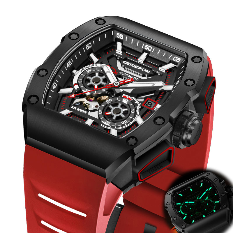 CERIEPON Wine Barrel Shape Men - Rubber Strap Diver 评论和价格