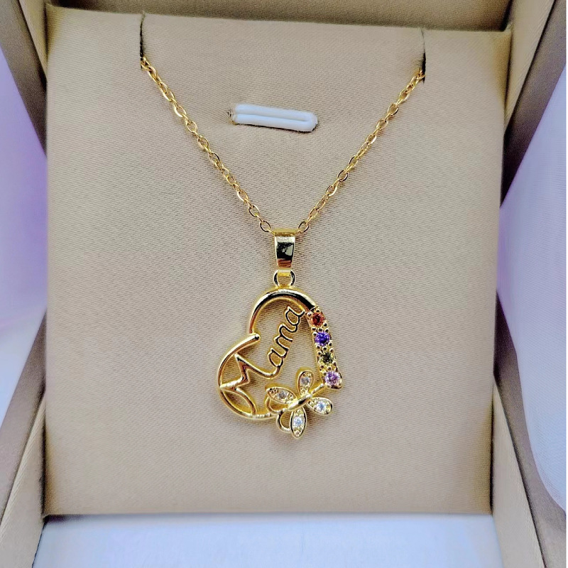 Multi-color Crystal Heart Mama - Butterfly Clasp Deployant 评论和价格