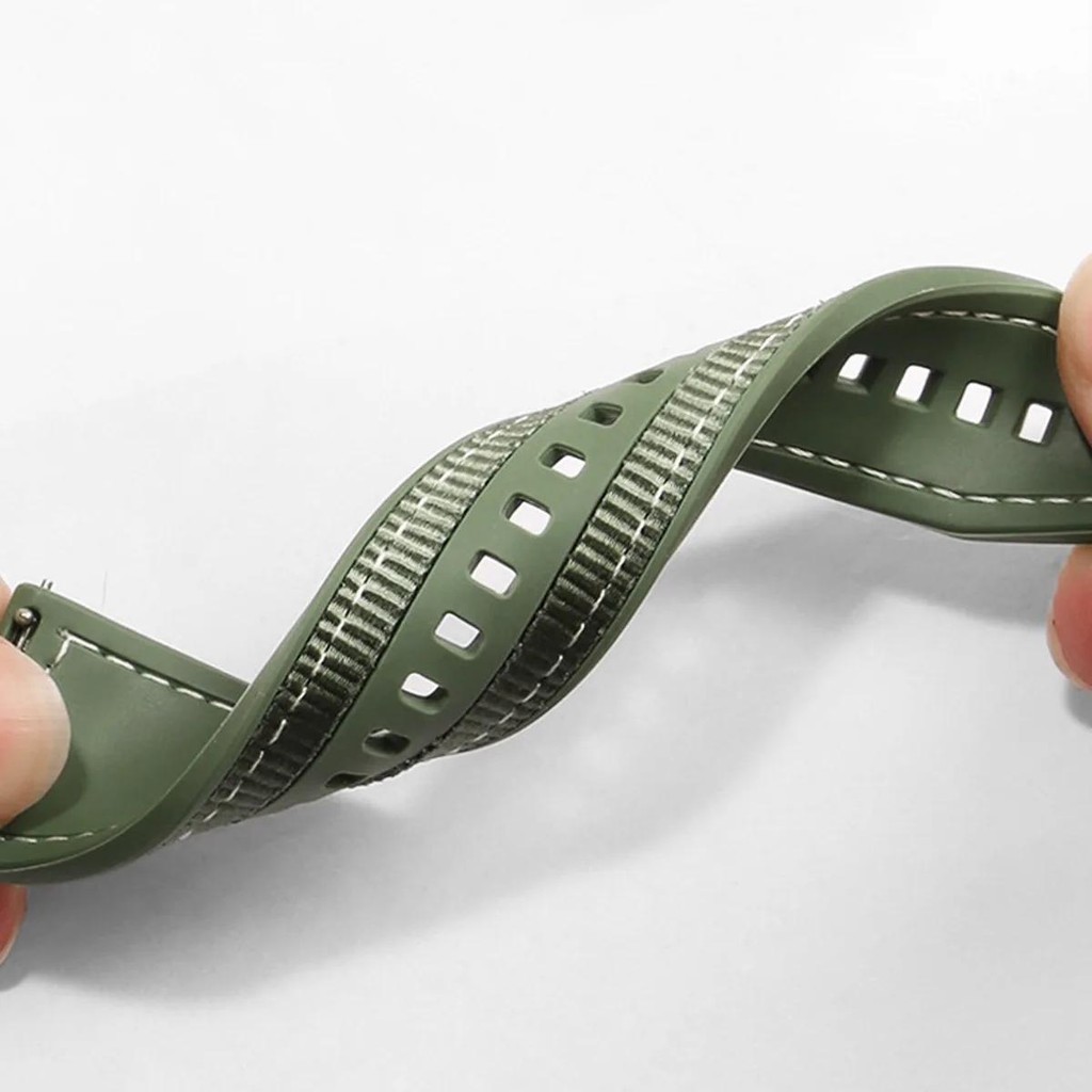 22mm Woven Nylon+Silicone Stra - Silicone Watch Band 22Mm 评论和价格